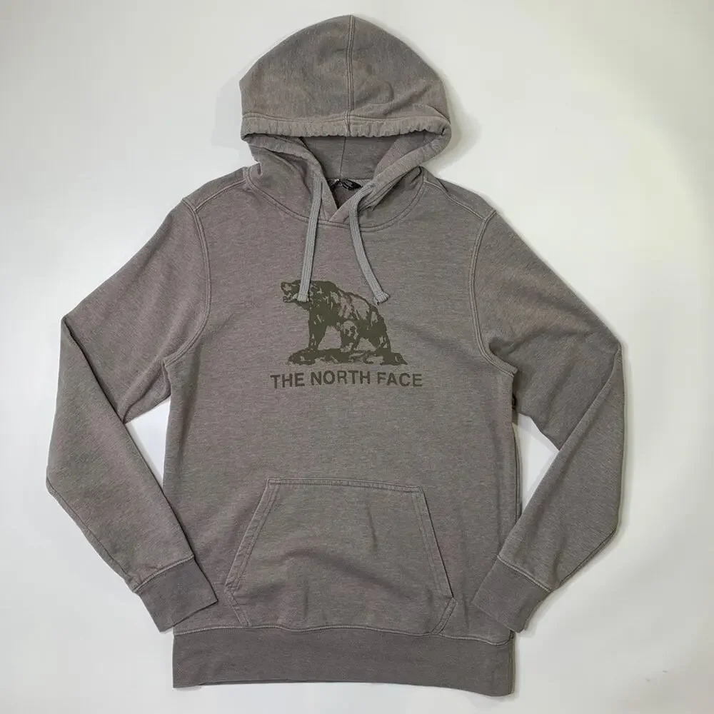 The North Face Hoodie Mens M Medium Zinc Fleece Bear Graphic Pullover Sweatshirt